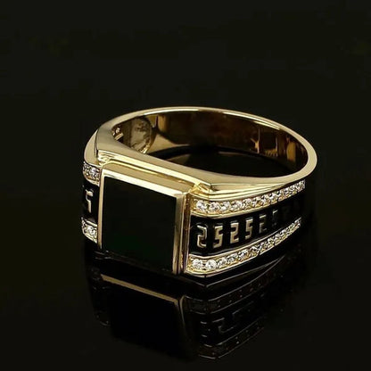 Luxury Men'S Fashion Groom Wedding Engagement Jewelry Boyfriend Father'S Day Birthday Gift Noble Gentleman Anniversary Party Ring Brand Jewelry US Size 5-14