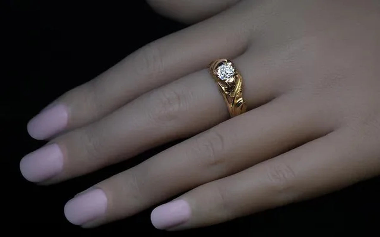 Classic Women's Fashion Natural Gemstones White Sapphire Gold Maple Leaf Ring Anniversary Gift Engagement Wedding Band Rings Jewelry Size 5-10