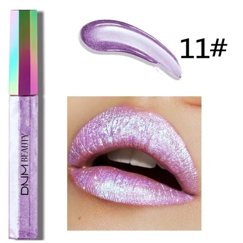 Super Girl 12 Color High-Fashion Chameleon Metal Matte Metallic Waterproof Lipgloss Liquid Lipstick Shimmer Diamond Glitter Pearl Colour Lip Gloss Lip