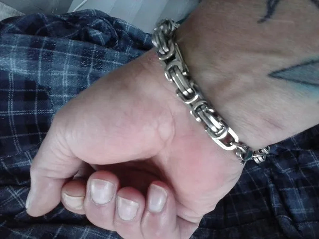 Men's 8mm Stainless Steel Bracelet Wrist Link Silver Tone Byzantine  8"