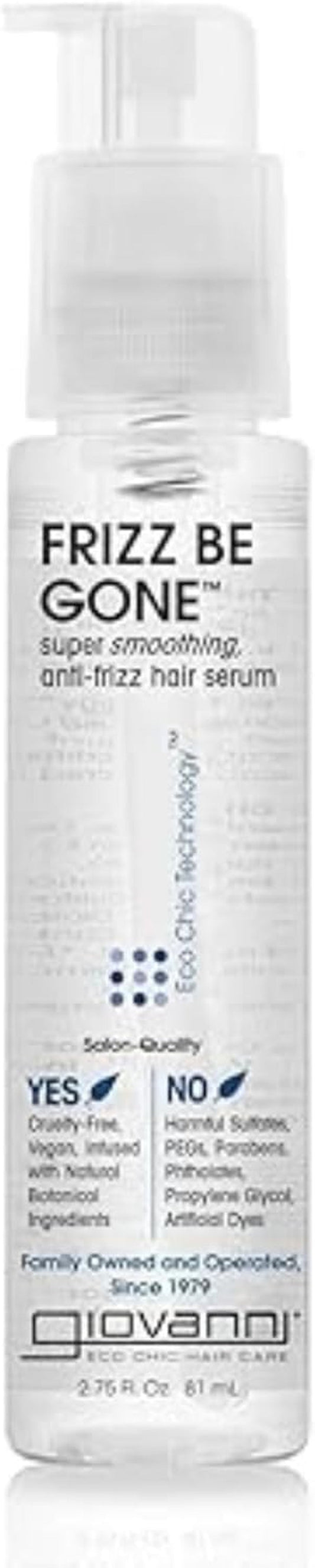 ECO CHIC Frizz Be Gone - Super Smoothing Anti-Frizz Hair Serum, Adds Shine, Seals in Color, Infused with Natural Botanical Ingredients, Salon Quality, No Parabens - 2.75 Oz (1 Pack) - WORLD TIME VISITS