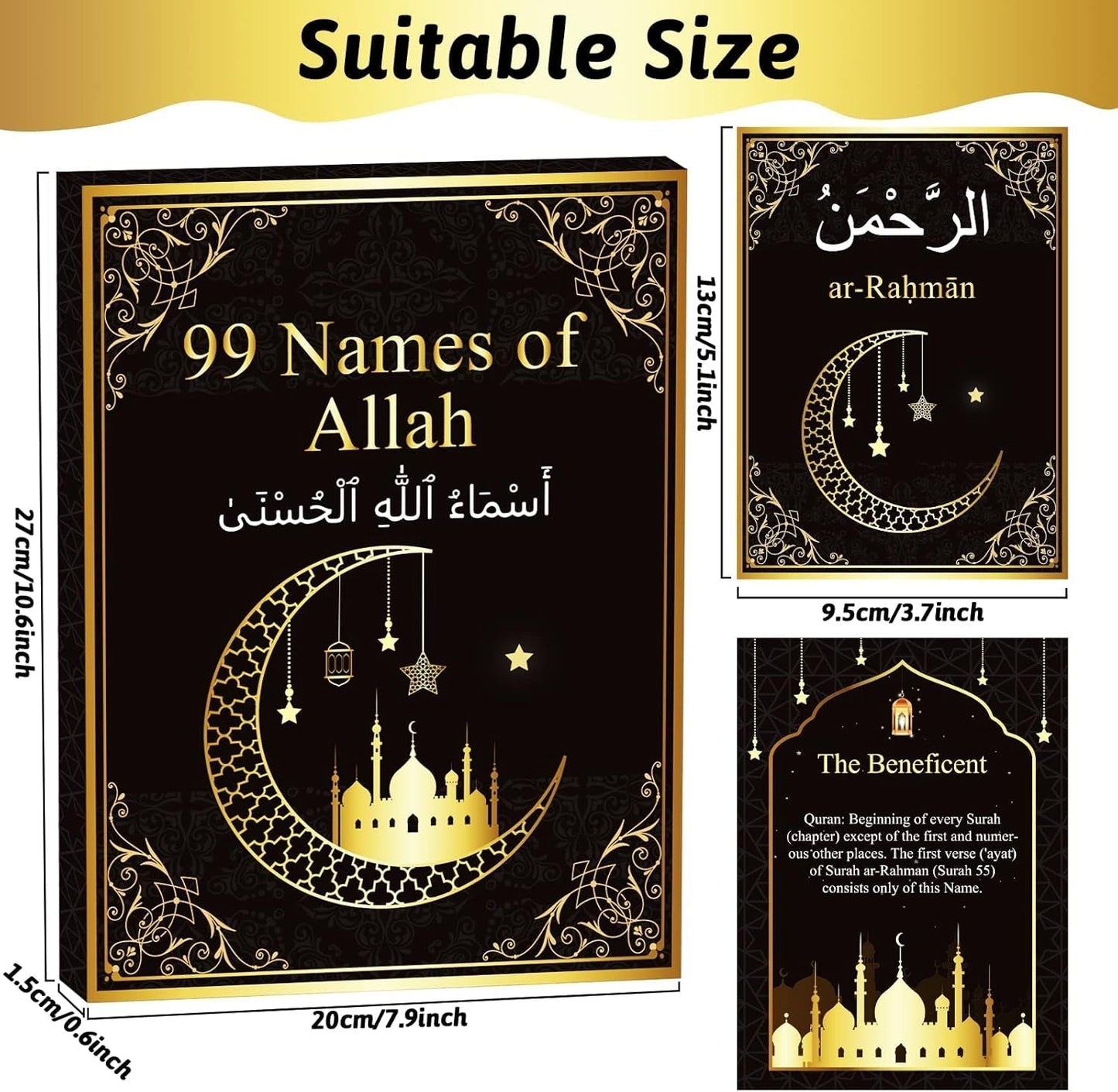 99 Names of Allah Flashcards Quran Verses Asma UI Husna Cards Eid Al Adha Learning Cards in Arabic and English Eid or Ramadan Gifts for Family Friends 5.7×3.1 Inches - WORLD TIME VISITS