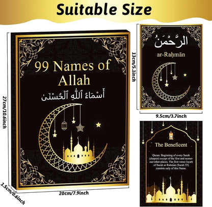 99 Names of Allah Flashcards Quran Verses Asma UI Husna Cards Eid Al Adha Learning Cards in Arabic and English Eid or Ramadan Gifts for Family Friends 5.7×3.1 Inches - WORLD TIME VISITS