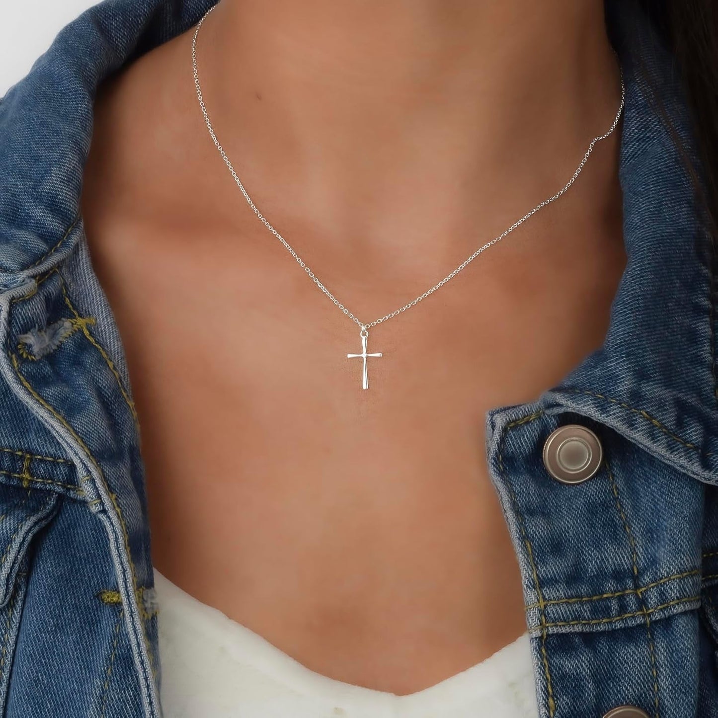 Cross Necklace for Women, 16-18 Inches Silver/Gold Chain, Women'S Small Simple Cross Necklaces Religious Charm Jewelry, Faith Gift for Her