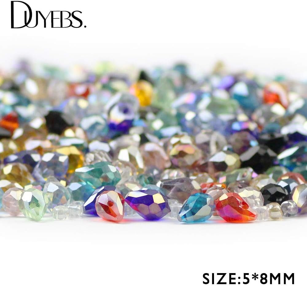 58Mm Austrian Crystal Teardrop Glass Beads 50Pcs Briolette Waterdrop Pendant Loose Beads for Jewelry Making Bracelet DIY - (Color: Gold Champagne)