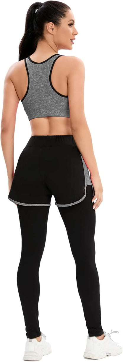 Women'S 5Pcs Sport Suits Fitness Yoga Running Athletic Tracksuits
