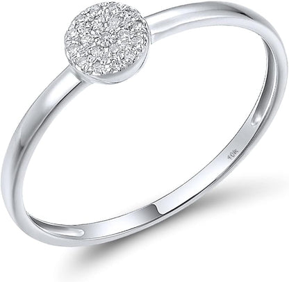 10K Solid Gold Genuine Diamond Simple Dainty Ring for Women