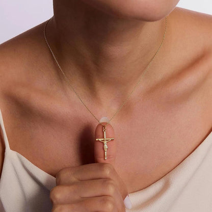 Cross Necklace for Women, Dainty 14K Gold Plated Cross Pendant Simple Long Necklaces for Women, Christian Faith Necklace Trendy Gold Jewelry Gifts for Easter - WORLD TIME VISITS