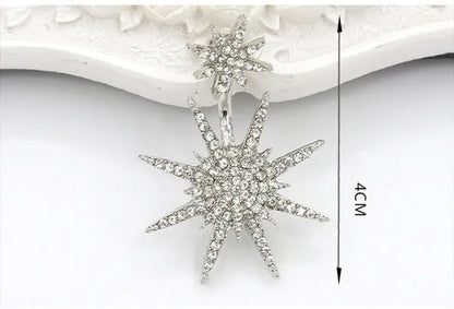 Sparkling Hexagram Snowflake White Sapphire Fission Stud Earrings Charms Bride Jewelry Christmas Gifts