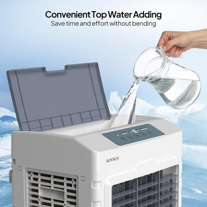 10.5Gallon Evaporative Air Cooler, 2600CFM Portable Swamp Cooler with Remote Control, Oscillation, 3 Speeds, 7.5H Timer & 40L Water Tank, 3-IN-1 Cooling Fan for Home Office Garage Outdoor