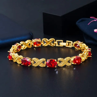 CANDICE Indian Luxury Wedding Party Bangle Jewelry with AAA CZ Stone Gold Plated X Shape Bracelet for Summer Fashion