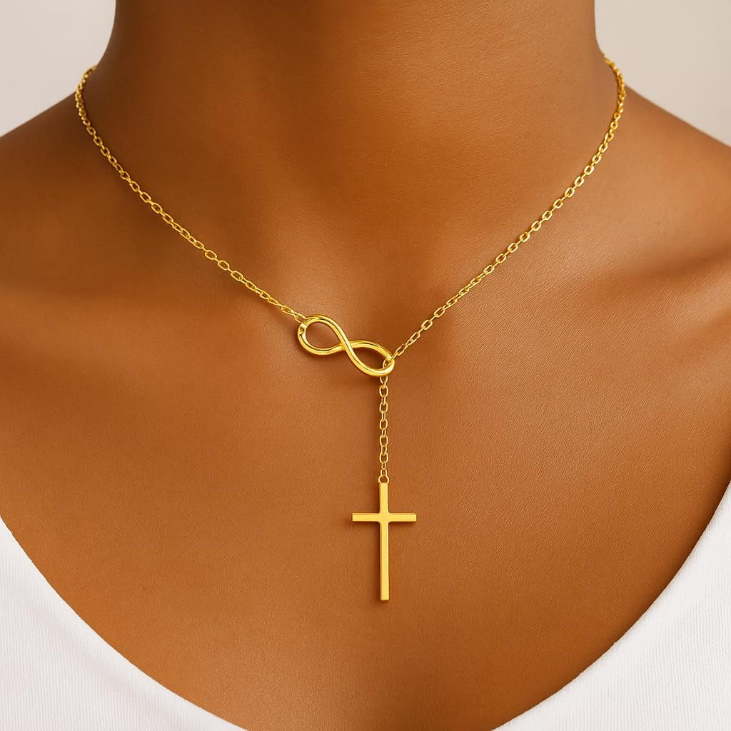 14K Gold Cross Necklace for Women Gold Necklace for Women Crucifix Chain Necklace Dainty Gold Chain