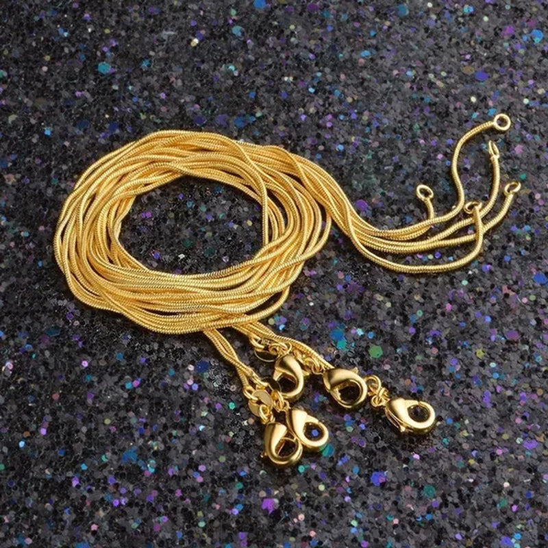 Best Ladies Chain Necklace Solid Surface Filled with 18K Gold and Italian 925 Sterling Silver Jewelry Figaro Snake Chain Necklace Fine Jewelry Length: 16-30 Inches