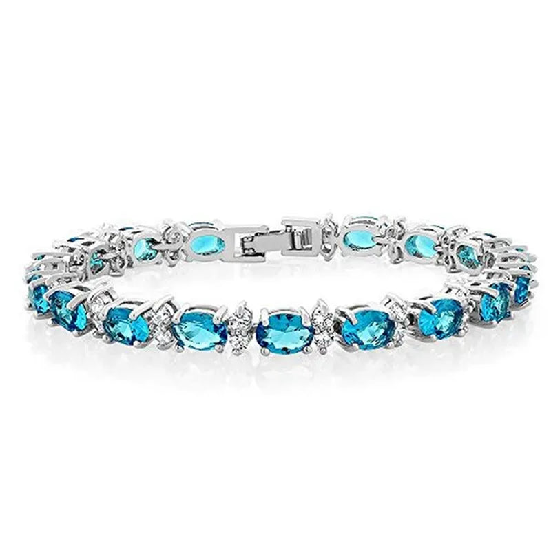 Gem Stone King 925 Sterling Silver Gorgeous Oval and Round Sparkling Cubic Zirconia CZ Tennis Bracelet Jewelry Gift