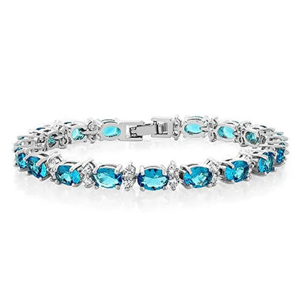 Gem Stone King 925 Sterling Silver Gorgeous Oval and Round Sparkling Cubic Zirconia CZ Tennis Bracelet Jewelry Gift