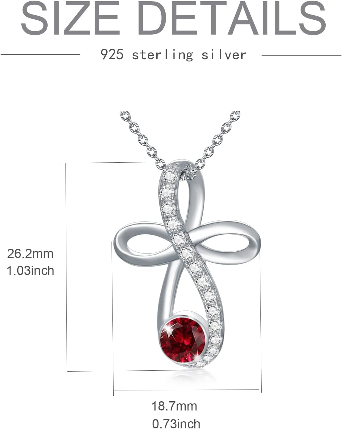 Infinity Cross Knot Necklace S925 Sterling Silver Birthstone Jewelry Pendant Necklaces Gifts for Women Mom Girls