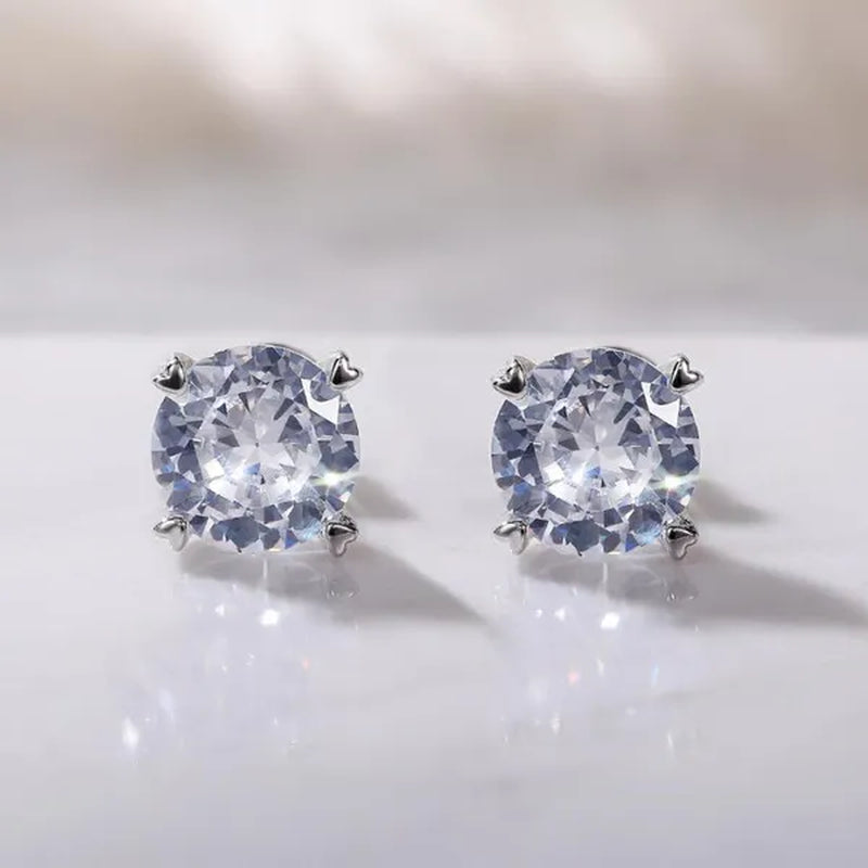Fashion Jewellery Ear Studs 925 Sterling Silver White Sapphire Diamond Earrings