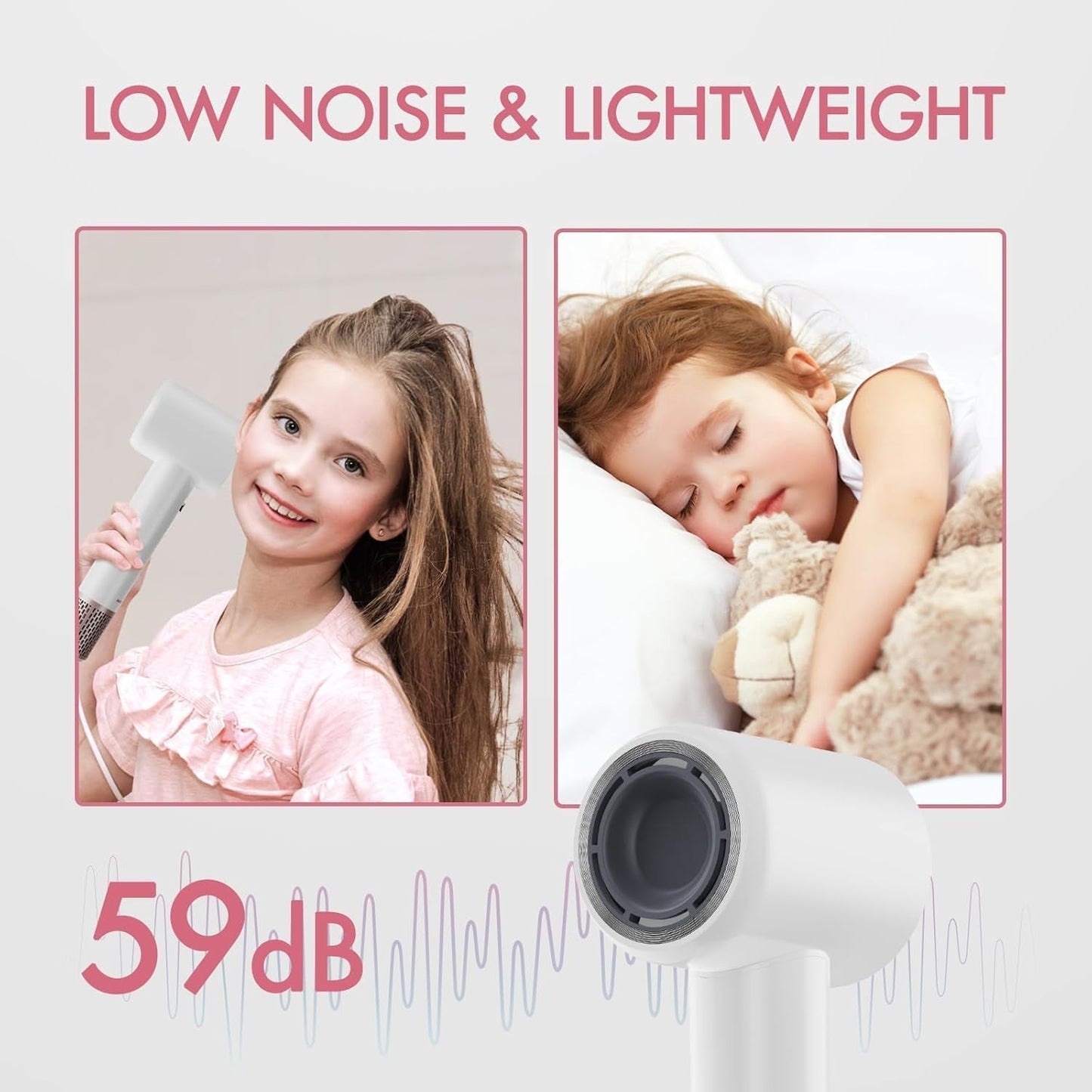 Negative Ionic High Speed Hair Dryer, Professional Brushless Blow Dryer for Fast Drying, 2 Speeds & 4 Temps Thermo-Control, Lightweight & Quiet Hairdryer for Home & Travel