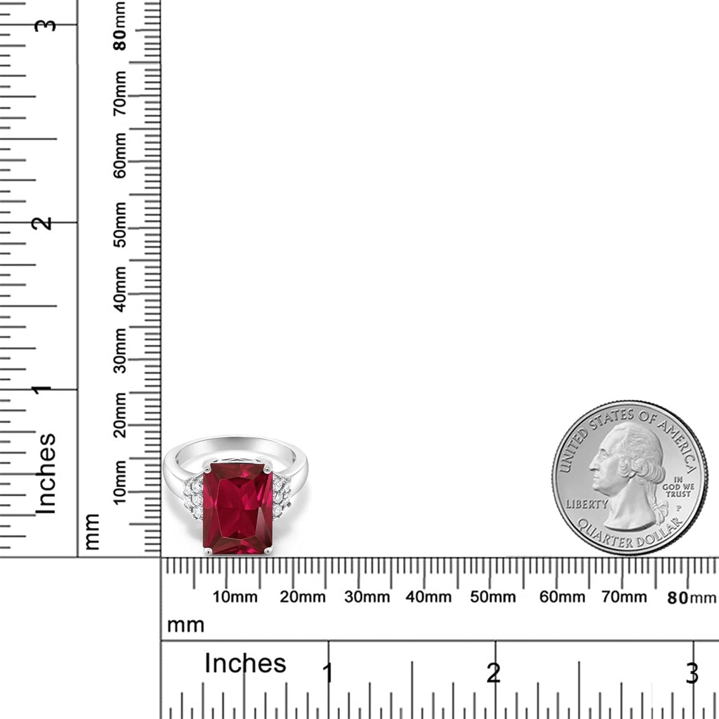 5-10 Cttw Gemstone Birthstone Engagement Ring for Women | 14X10MM Emerald Cut | 925 Sterling Silver | Wedding Anniversary Promise Ring | Available in Size 5, 6, 7, 8, 9
