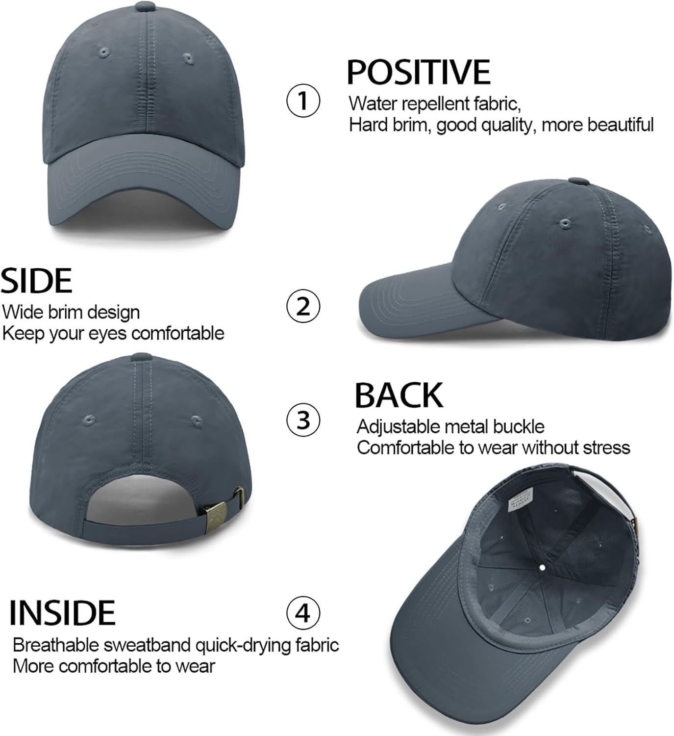 Men Quick Dry Sport Baseball Cap, Men'S Athletic Fitted Cap, Adjustable anti UV Outdoor Sun Hat