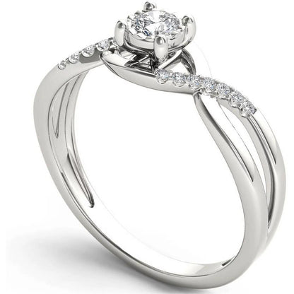 1/20 Carat T.W. Diamond Criss-Cross Shank Cluster 10Kt White Gold Engagement Ring