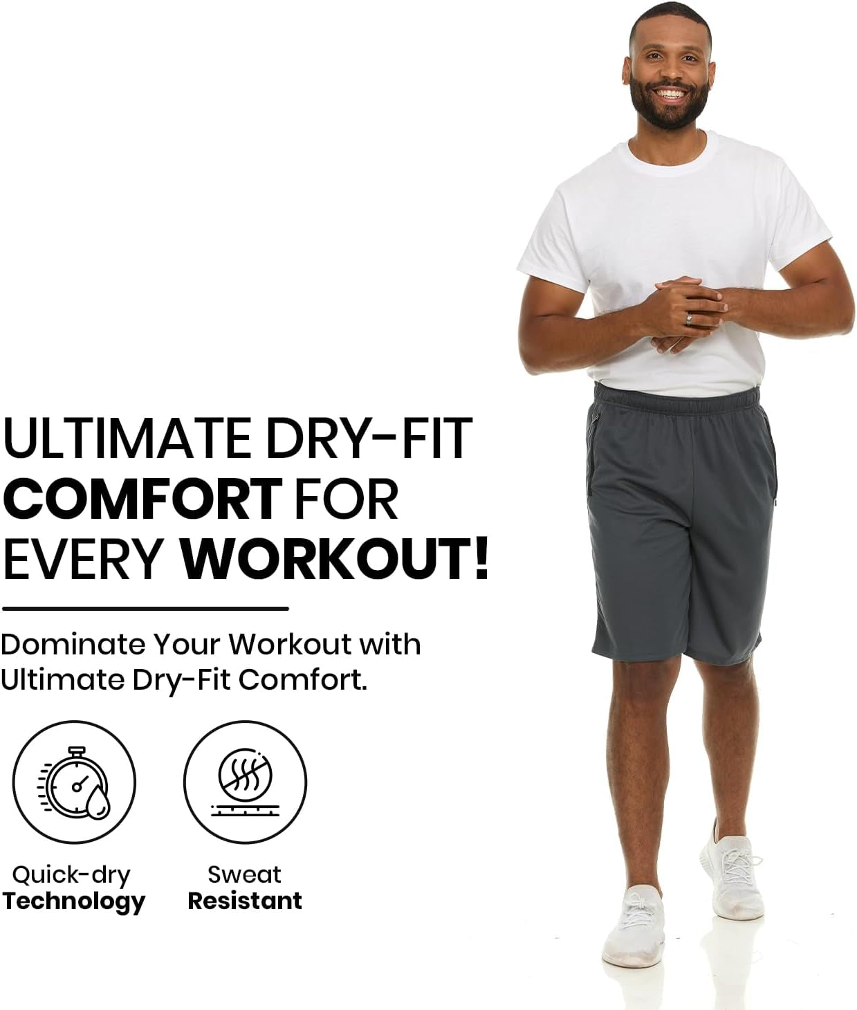 4 Pack: Men'S Dry-Fit Sweat Resistant Active Athletic Performance Shorts