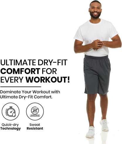 4 Pack: Men'S Dry-Fit Sweat Resistant Active Athletic Performance Shorts