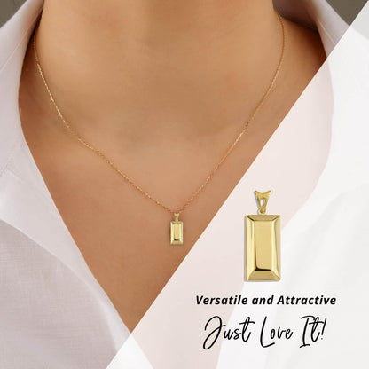 10K Yellow Gold Bar Pendant 1.20 Grams - Solid Gold Pendant for Women - Real Gold Jewelry Birthday Gifts for Women