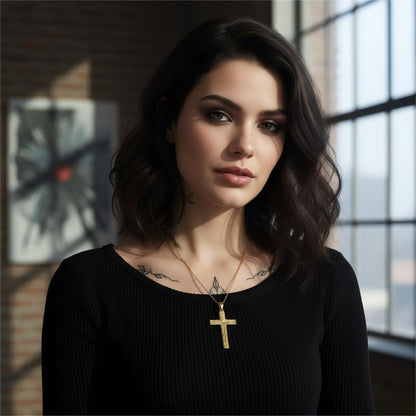14K Gold Cross Necklace for Women Elegent Gold Cross Pendant Necklace Religious Jewelry Gift - WORLD TIME VISITS