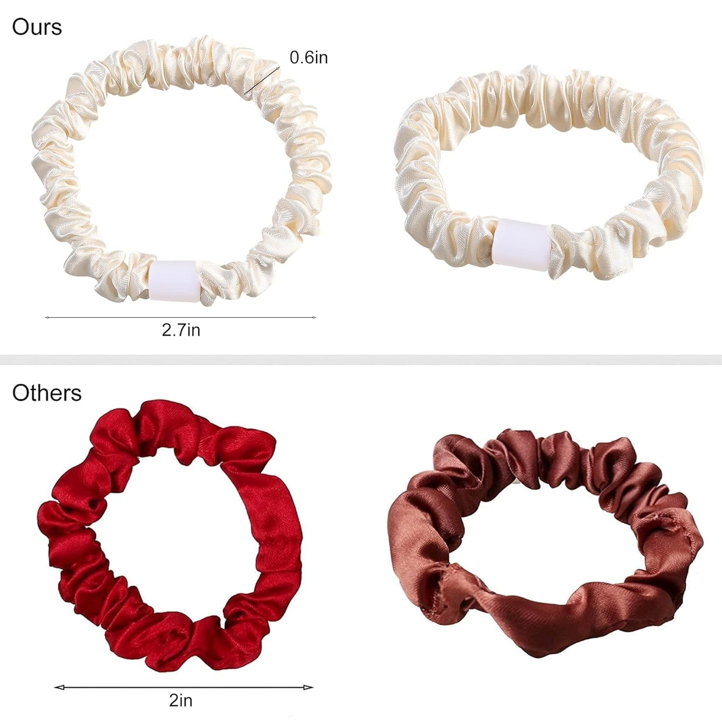 Hair Ties Satin Scrunchies - Small Mini Scrunchy for Women Thick Thin Hair Accessories Cute Soft No Slip Hair Elastics Ponytail Holder for Curly Hair No Damage Hairties Gift for Girls… Champagne - WORLD TIME VISITS