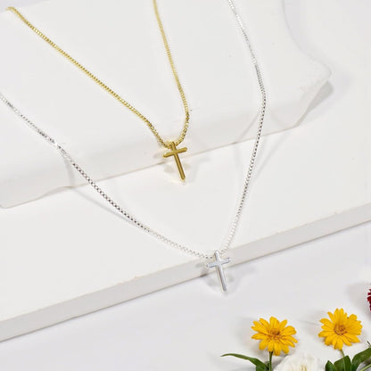 Gold Necklace for Women,Valentines Day Gifts, Cross Necklace Dainty 18K Real Gold Silver Plated, Cute Simple Small Trendy Choker Pendant Jewelry Non Tarnish Gold Necklace Faith Jewelry Gift