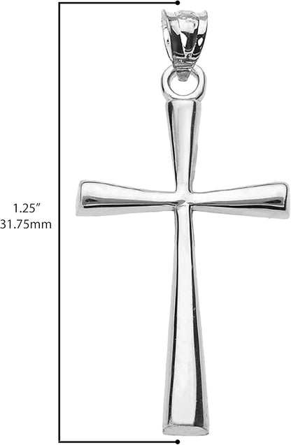 .925 Sterling Silver Simple Classic Flared Cross Pendant