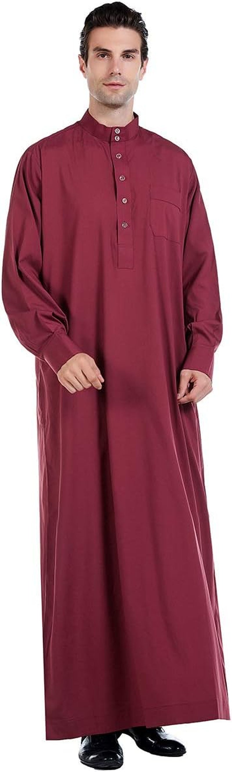 Men'S Muslim Clothes Durable Kaftan Robe Dubai Long Gown Ethnic Clothes,1Pc Soft Robe - WORLD TIME VISITS