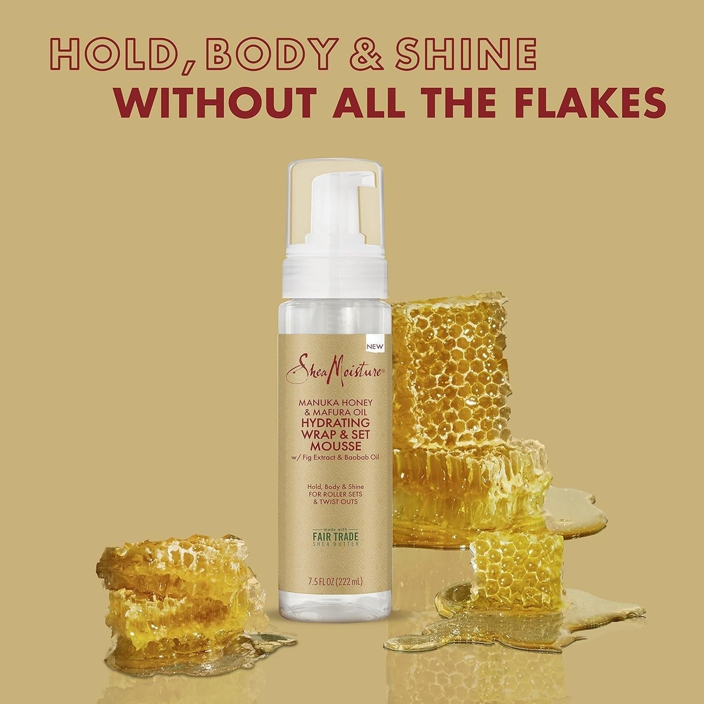 Manuka Honey & Mafura Oil Wrap & Set Mousse Hydrating Made for Hold, Body, & Shine 7.5Oz