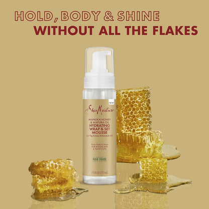 Manuka Honey & Mafura Oil Wrap & Set Mousse Hydrating Made for Hold, Body, & Shine 7.5Oz