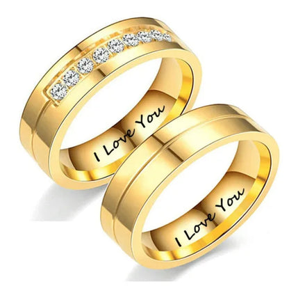 1PC Titanium Steel Love Rings Gold Plated Rings Charming Men Women Wedding Bands