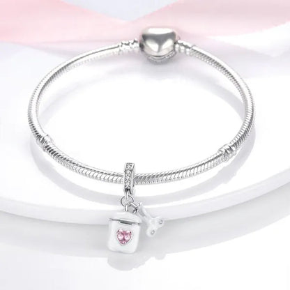 Fashion 925 Sterling Silver Wireless Earphone Pendant Charm Fit Original Bracelet DIY