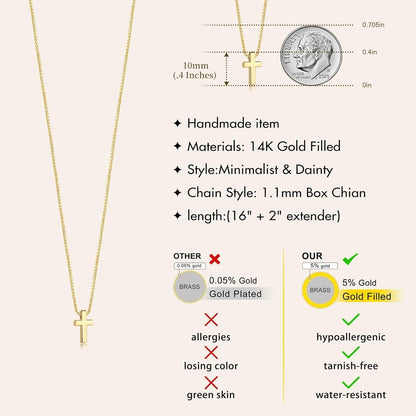 Cross Necklace for Women Girls, Dainty 14K Gold Silver Plated Cross Choker Pendant Jewelry Non Tarnish Waterproof Trendy Cute Simple Small Necklace Easter Christian Baptism Religious Faith Jewelry Gifts