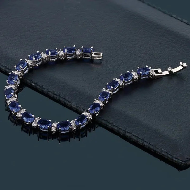 Gem Stone King 925 Sterling Silver Gorgeous Oval and Round Sparkling Cubic Zirconia CZ Tennis Bracelet Jewelry Gift
