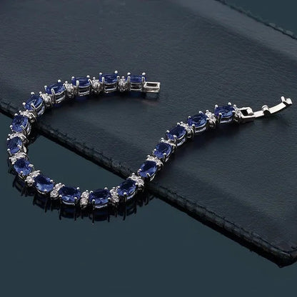 Gem Stone King 925 Sterling Silver Gorgeous Oval and Round Sparkling Cubic Zirconia CZ Tennis Bracelet Jewelry Gift