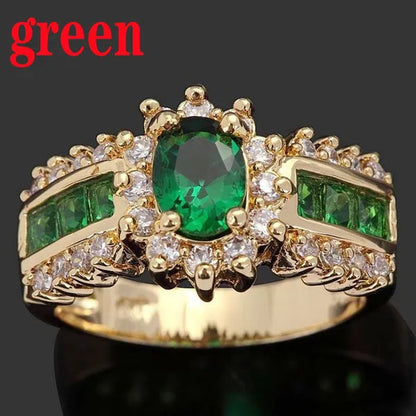 Jewelry Women Men's Blue Sapphire Cz 18K Golden Plated Wedding Rings Sz 7 8 9 10 11 ( Choice Color and Size )