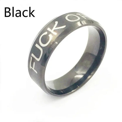 Fuck off 8MM Stainless Steel rings Wedding Ring gold blue rosegold black silver multicolor funny Jewelry Size 5-13