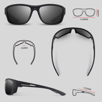 Polarized Sports Sunglasses for Men Women,Fishing Driving Rectangular Goggles UV400 Protection