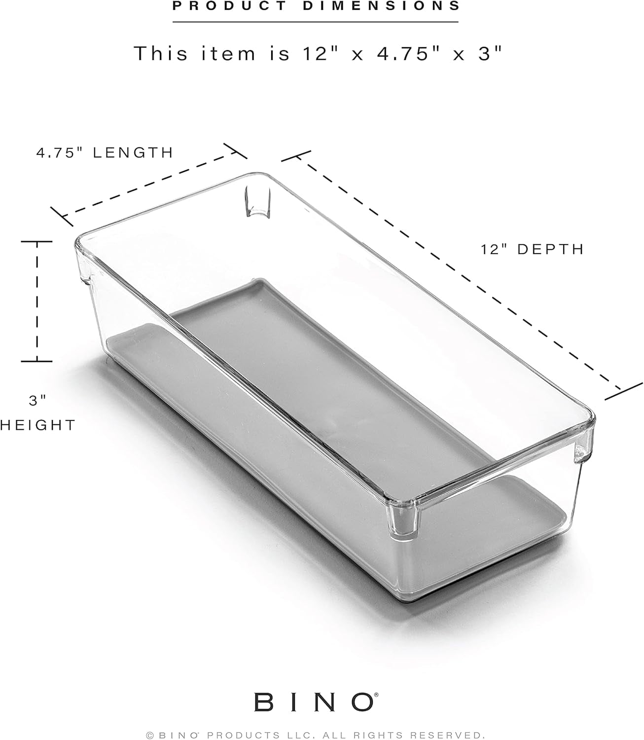 | Oblong Plastic Drawer Organizer Bins, Light Grey- 2 Pack | the ARTISAN+ | Multi-Use Organizer Bins | Soft-Grip Lining and Non-Slip Rubber Feet | Desk Drawer Organizer | Clear Vanity Organizer