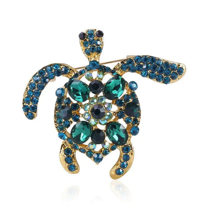 Fashion cartoon color diamond turtle brooch children student clothing animal accessories collar pin brooches - WORLD TIME VISITS