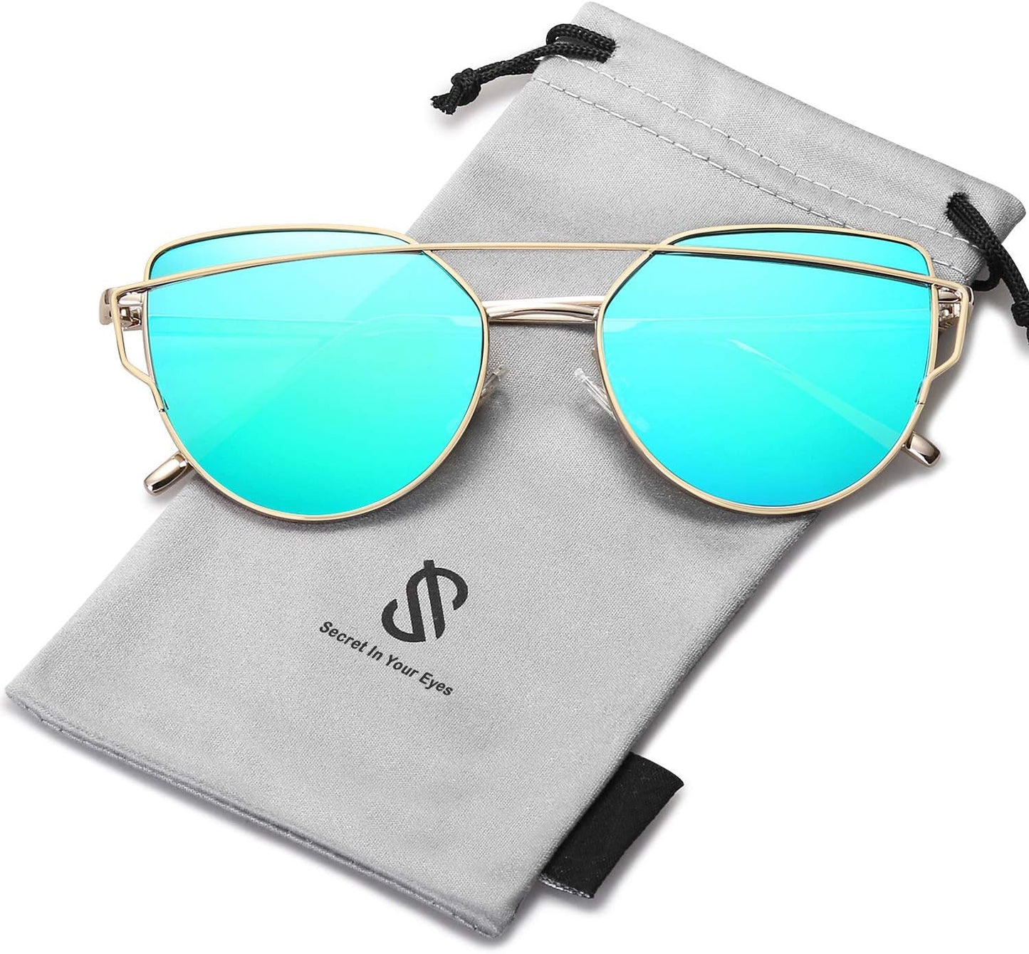 Cat Eye Sunglasses for Women Fashion Designer Style Mirrored Lenses