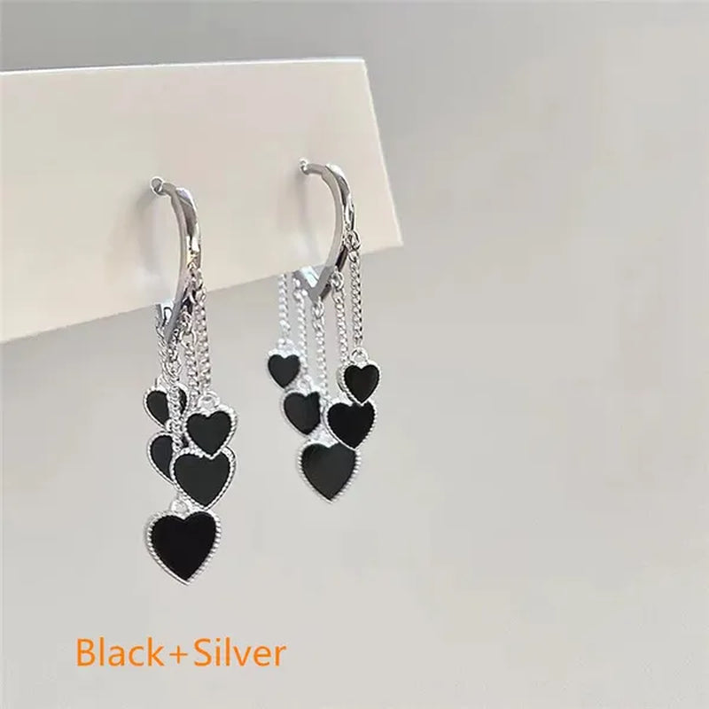 New style black love earrings ladies tassel earrings temperament cold wind earrings