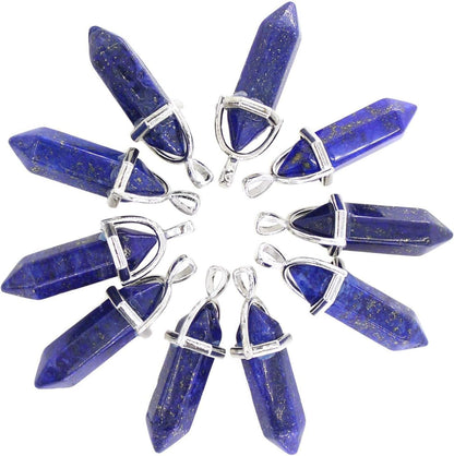 Wholesale 10PCS Natural Lapis Lazuli Hexagonal Stone Healing Point Chakra Pendants Bulk Charms for Jewelry Making