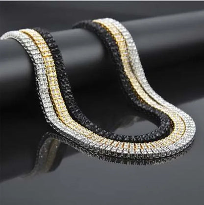 Gold Silver Clear Cz Stones Iced Out Men 1 Row 24Inch 30Inch Chain Hip Hop Necklace