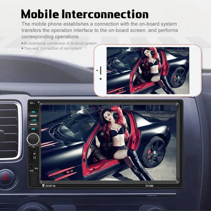 7"Touch Screen 2Din Car Multimedia Player Audio Stereo Support Bluetooth Mirror Link Rear View Camera Built-In Car DVR System with Optional Camera